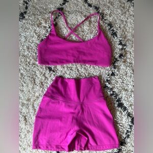 Crop Shop Boutique Hot Pink Athletic Crop Top and High Waist shorts Set